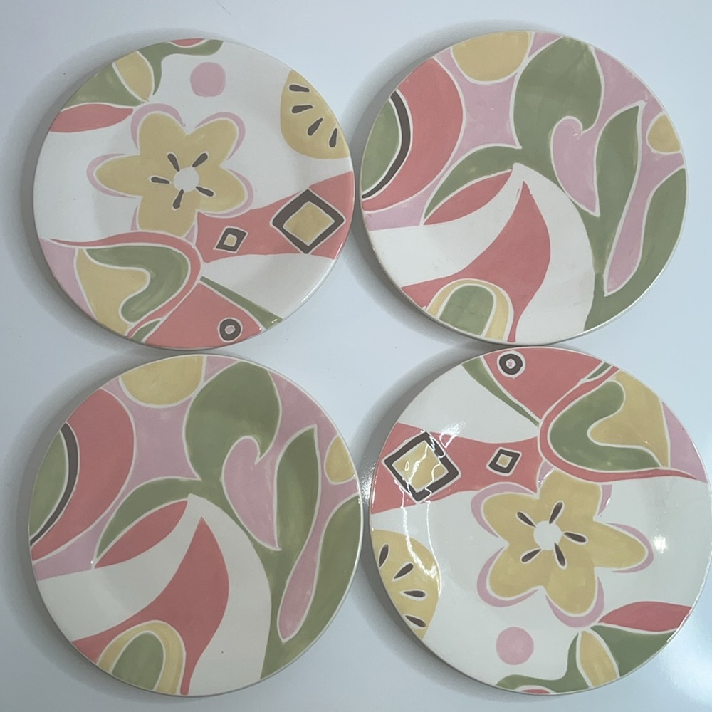 Jill Rosenwald Plates Set of 4 Abstract Floral Salad Plates